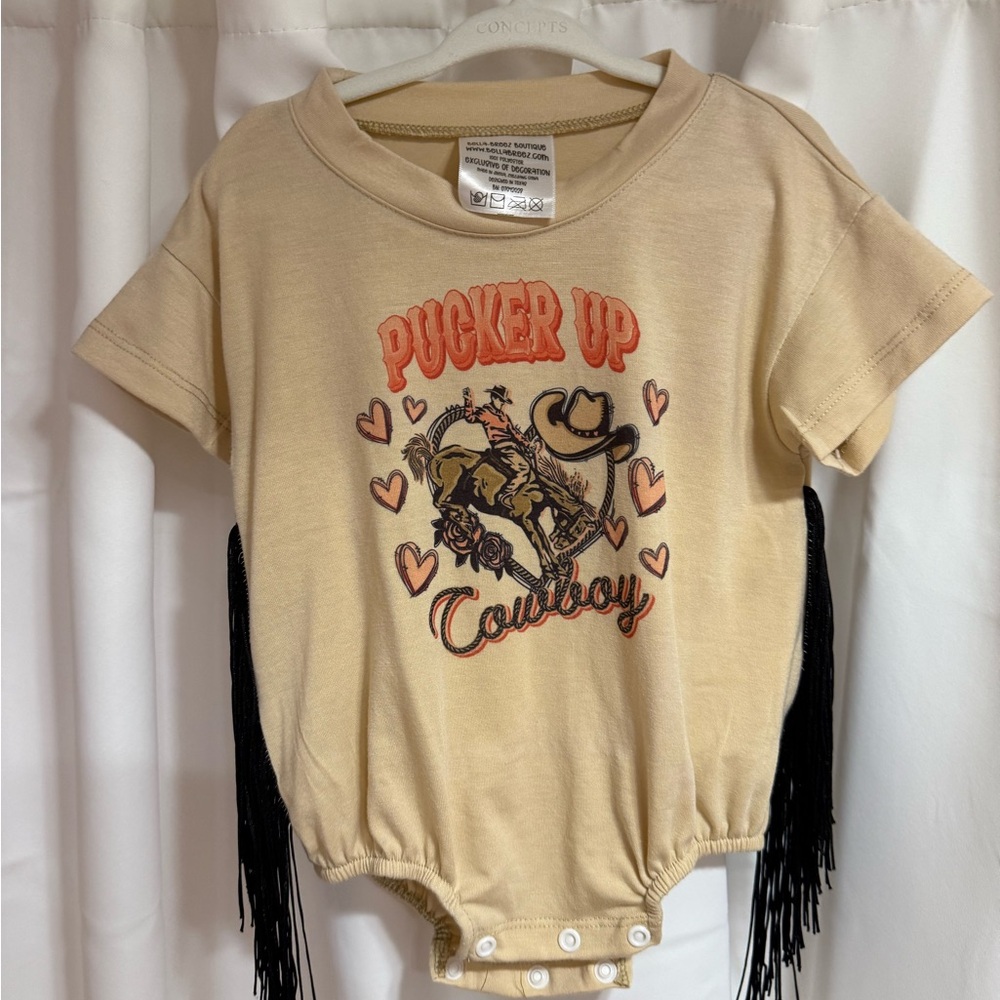 Western Graphic Baby Bubble with Fringe